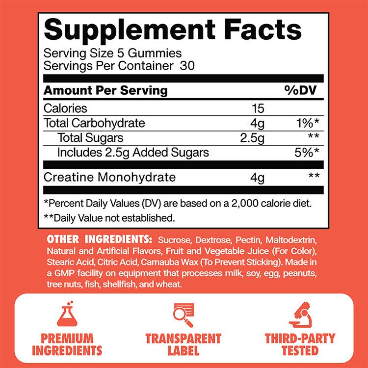 swoly creatine gummies supplement facts